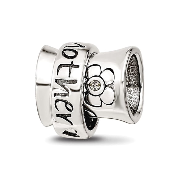 10mm 925 Sterling Silver Polished Reflections Crystals Mother Spinner Bead Charm Pendant Necklace for Women