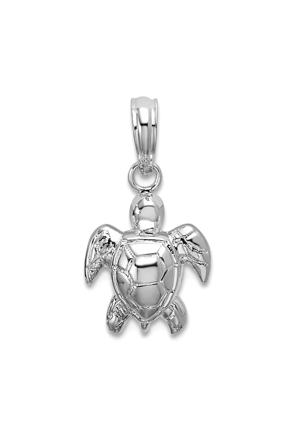 10mm 925 Sterling Silver Rhodium Plated Polished Mini Sea Turtle Pendant Necklace Pendant for Women