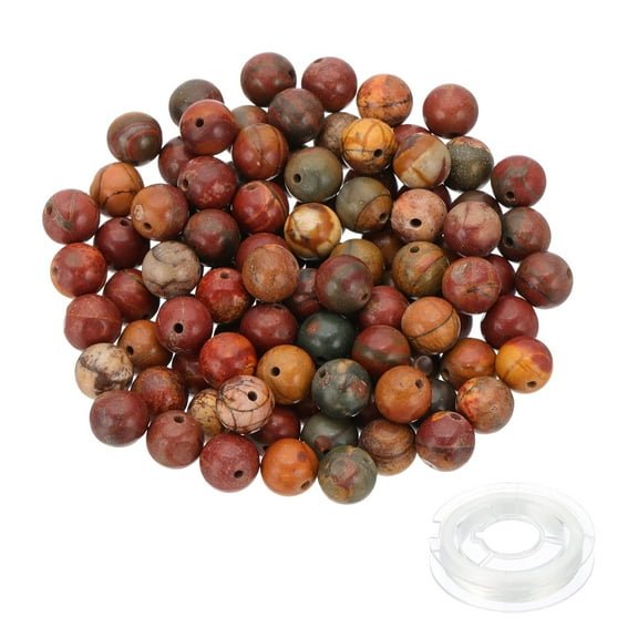 10mm Aventurine Beads, 100 Pcs Round Natural Gemstone Beads Smooth Stone Beads Jade Tiger's Eye Loose Glass Beads for Bracelet Necklace Jewelry Making DIY, Red Black