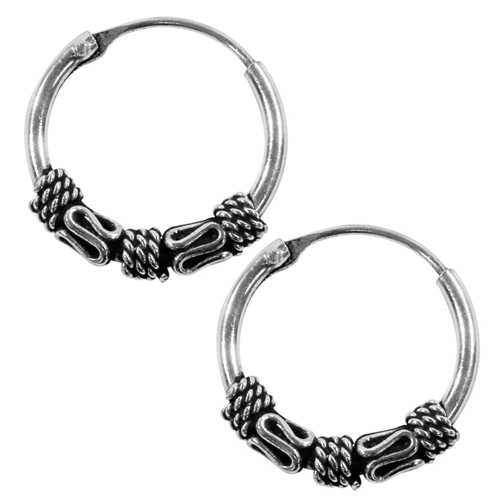 Bali Hoop MOP Inlay Earrings 925 Sterling Silver Jewelry – Biker Jewelry  Club & Sinister Silver Co.