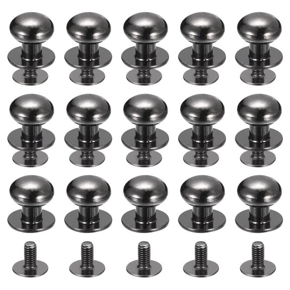 10mm Ball Head Stud Rivets Screw Back, 15Pack Round Head Button Nipple Rivet, Metallic Black
