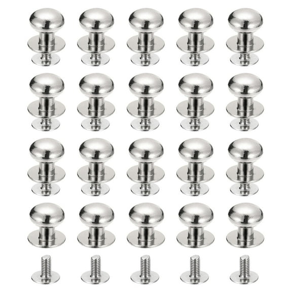 10mm Ball Head Stud Rivets Screw Back, 50Pack Round Head Button Nipple Rivet, Silver Tone
