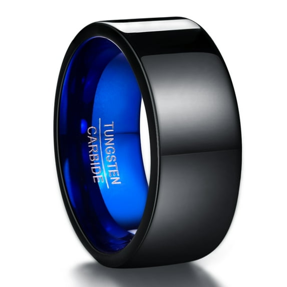 10mm Black Blue Tungsten Carbide Wedding Ring Engagement Band for Men Size 7-13