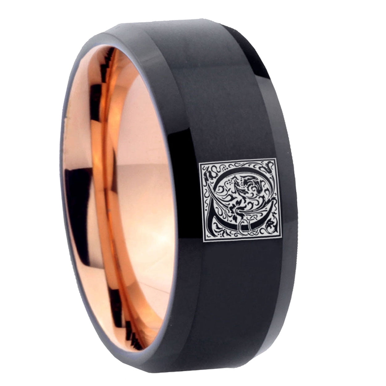 Cloud Dancer Catfish Silver Bevel Tungsten Ring - Men's Wedding Band, Engraving Available, Size 6 - View #9