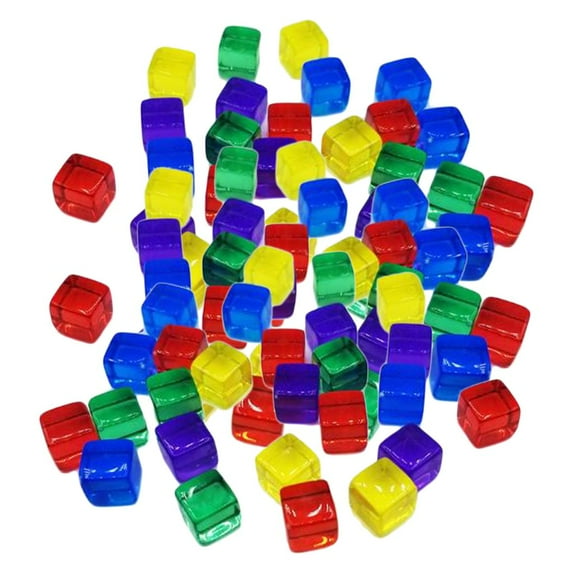 10mm Blank Multicolor Acrylic Cubes Math Teaching Supplies D6 s Set for Board Games diy/Office 100 Pieces Pack
