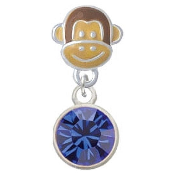 10mm Blue Crystal Drop - Monkey Face Charm Bead