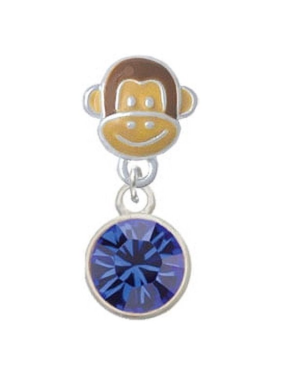 10mm Blue Crystal Drop - Monkey Face Charm Bead