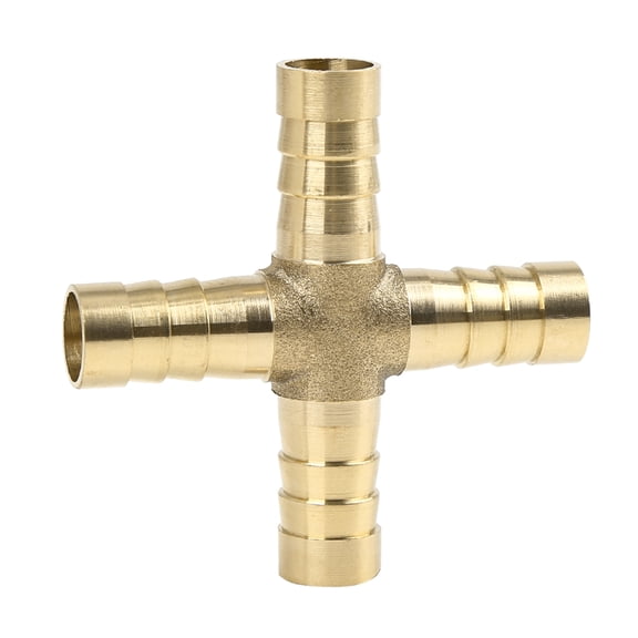 10mm Brass Hose Tail Barb Fitting Cross 4 Way Connector Adaptor for Air Water Gas Oil Pipe