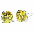 thumbnail image 1 of 10mm Brilliant Cut Yellow Citrine Ice CZ Sterling Silver Unisex Stud Earrings, 1 of 1