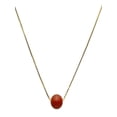 thumbnail image 1 of 10mm Carnelian Stone Station 18KT Gold-Flashed Sterling Silver Box Chain Necklace Adjustable 20"+2", 1 of 3