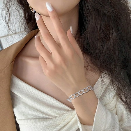 10mm Chain Bracelets For Women, Twisted Metal Oval Chain
