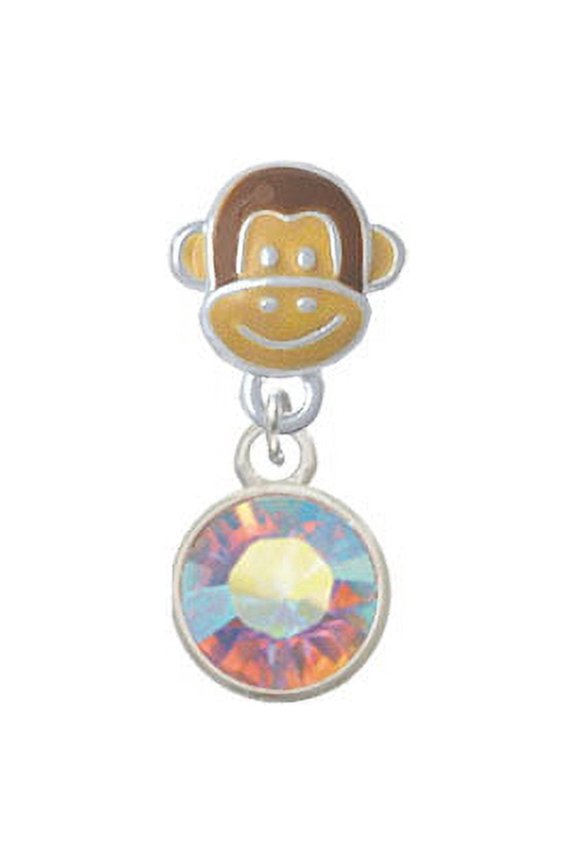 10mm Clear AB Crystal Drop - Monkey Face Charm Bead