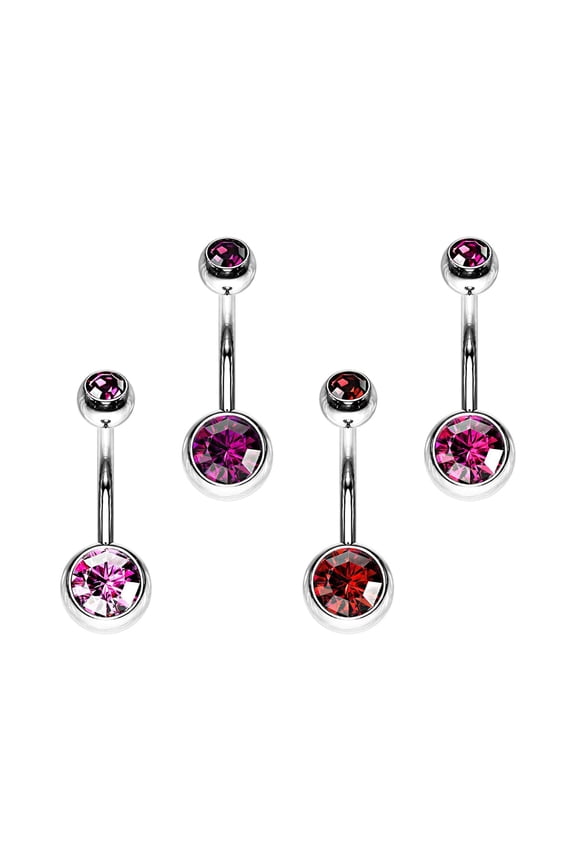 10mm Crystal Balls Cubic Zirconia Belly Button Rings 14G Shiny CZ Belly Rings Navel Piercing Jewelry Pack of 4