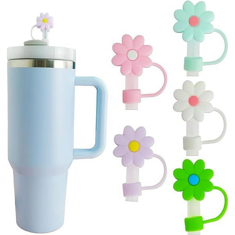 5 PCS Silicone Straw Covers Cap Compatible with 30&40 Oz Cup, 10mm Cute  Flower Straw Toppers for Tumblers, Dust-Proof Drinking Straw Caps for  Reusable Straws Tips Lids. These straw covers fit most