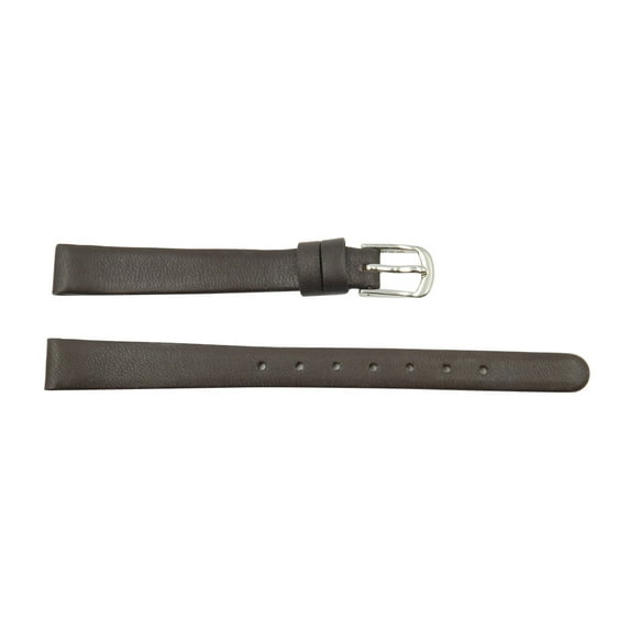 10mm Dark Brown Genuine Leather Smooth Flat Watch Band