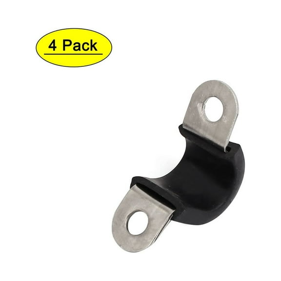 10mm Dia Rubber Lined U Shaped 304 Stainless Steel Pipe Clip Hose Clamp 4pcs