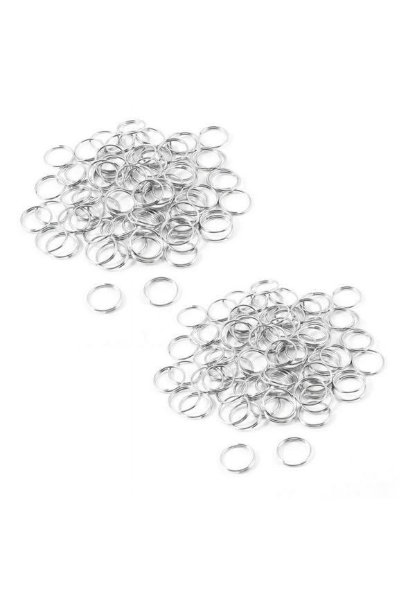 10mm Dia Silver Tone Metal Split Loop Key Rings Holders Replacement 160 Pcs