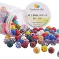 thumbnail image 1 of 10mm Disco Ball Clay Beads Mixed Colors Pave Rhinestones Spacer Round Beads about 100pcs, 1 of 9