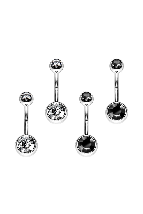 10mm Double CZ Belly Button Belly Rings for Women Simple Belly Button Piercing 14G Curved Barbell Navel Rings 3/8 Inch