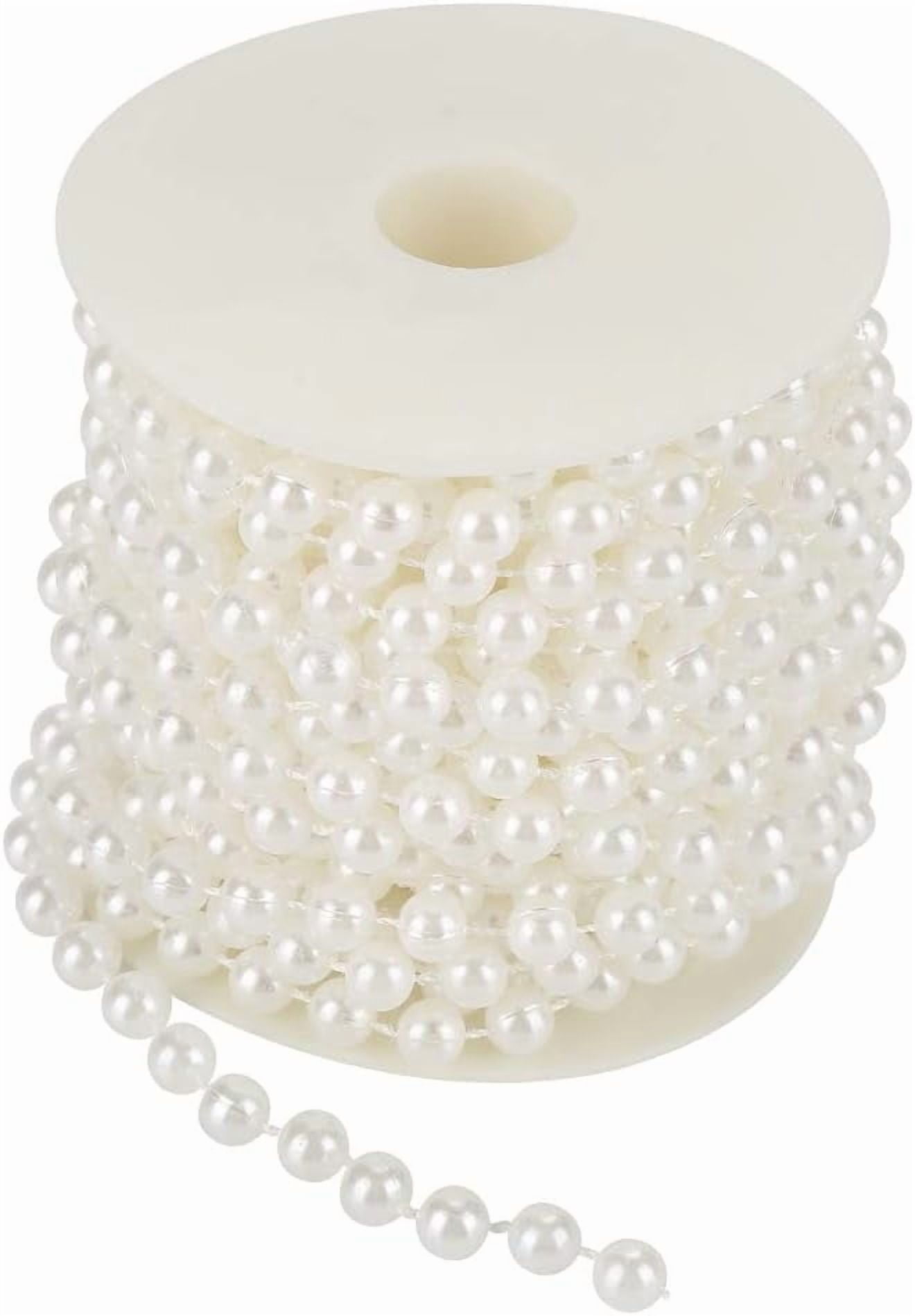 10mm Faux Pearl Beads Garland Pearl Bead Roll Strand of Pearls to Decorate,11 Yds Pearl Strands Spool Pearl String for Floral Centerpieces Wedding Party Favor Christmas Tree,DIY Crafts(White)