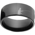 thumbnail image 1 of 10mm Flat Black Zirconium Ring with a Fisherman Picture Lasered Around the Ring, 1 of 3