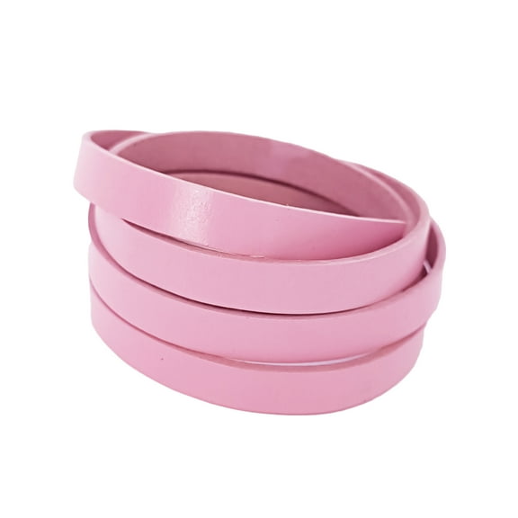 10mm Flat Genuine Leather Cord, 3/8 in x 1.09 Yard - Real Leather Strip for Bracelet, Choker, Keychain - DIY Craft Jewelry and Accessory Making, Watch Band, Purse Strap (Light Rose)