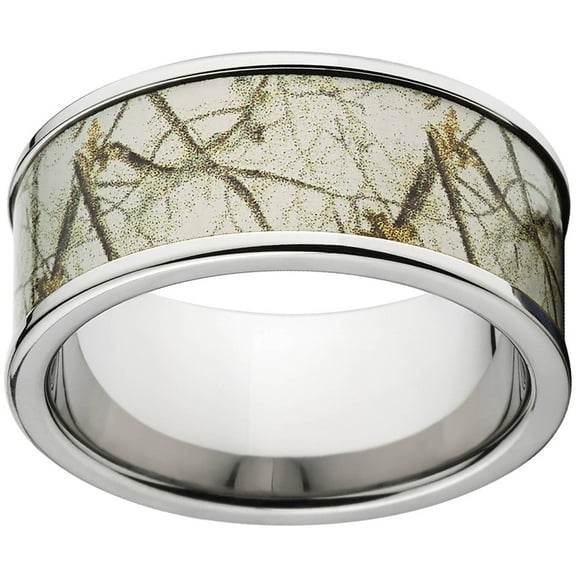 10mm Flat Titanium Ring with a RealTree Snow Camo Inlay