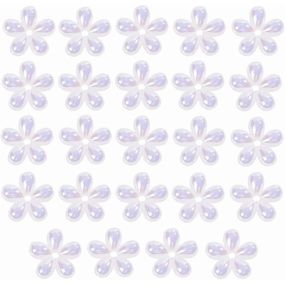 10mm Flatback Half Round Plastic Beads Cabochons 24PCS Flatback Flower Pearl Loose Beads DIY Material for DIY Making