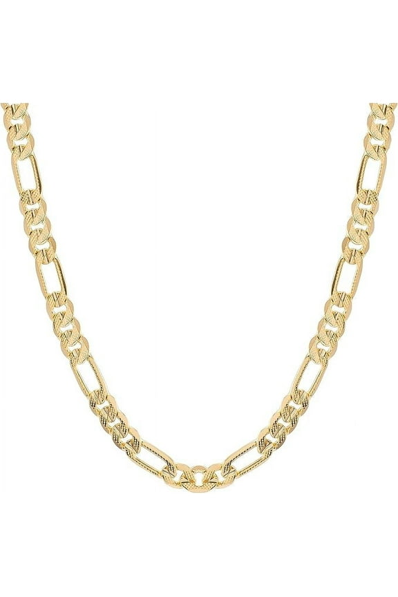 10mm Gold Layered 14k Real Gold Style Plated Icy Figaro Chain For Men