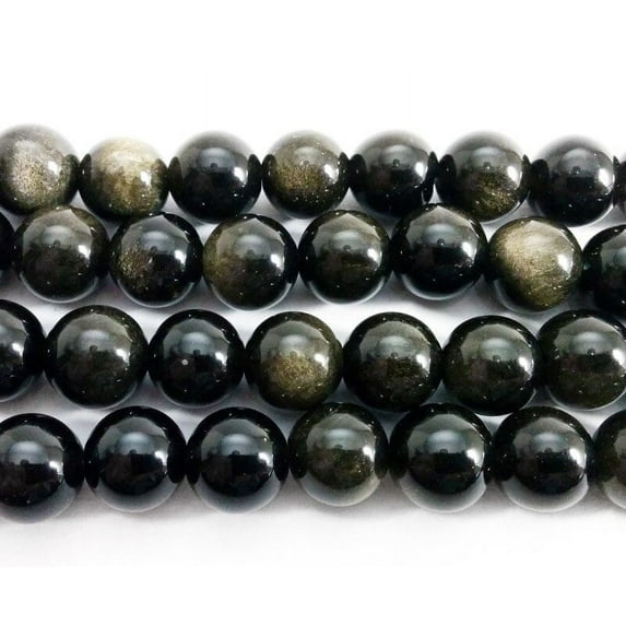 10mm Gold Obsidian Round Beads Genuine Gemstone Natural Jewelry Making