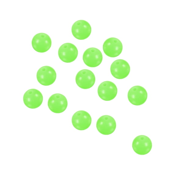 10mm Hard Plastic Luminous Fishing Beads Glow in the Dark Round for Fishing Rigs, Green, 100 Pack