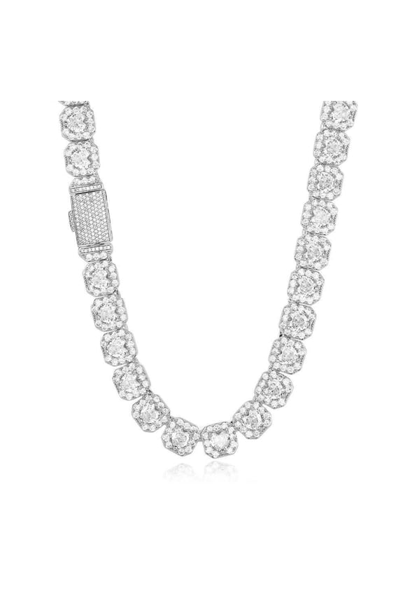 10mm Heart Iced Out Tennis Necklace for Men Jumbo Square Hip Hop Tennis Chain Necklace Sparkling Clustered Cubic Zirconia Tennis Chains 16-24 Inch - Gift Box Included