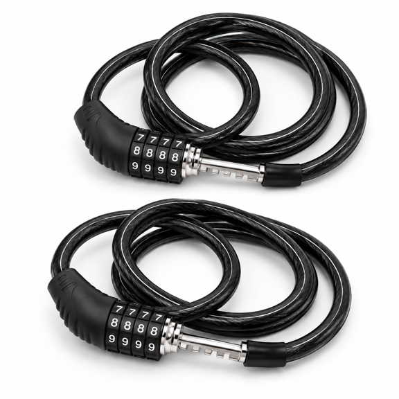 10mm Heavy-Duty Cable 2-Pack Combination Lock for Luggage, Bikes, and Ski Gear