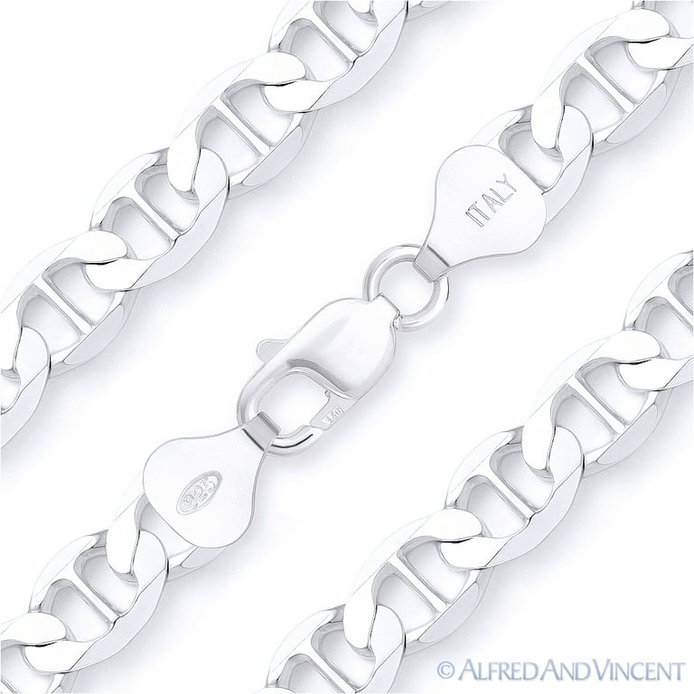 Flat Marina Mariner 250 Sterling Silver Chain Necklace 10mm Width Flat Marina Mariner 250 Sterling Silver Chain Necklace 10mm Width