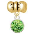 thumbnail image 1 of 10mm Lime Green Oktant Crystal Drop - Gold Tone Bow Charm Bead, 1 of 1