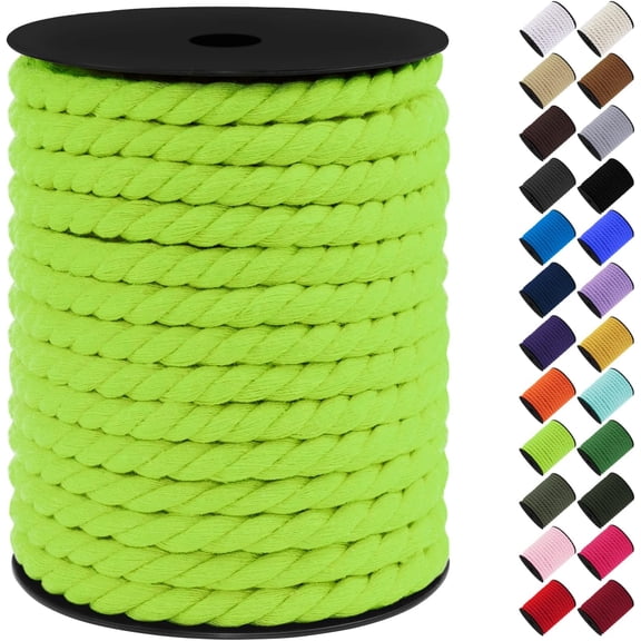 10mm Macrame Cord, 75 Feet Thick Macrame Rope Yarn Natural Cotton Cord Macrame String, Soft Craft Rope for Wall Hanging, Plant Hangers, Garden, DIY Crafting Decoration (Fruit Green)