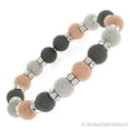 thumbnail image 1 of 10mm Matte-Finish Ball Bead & CZ Crystal Rondelle Stretch Bracelet in 3-Tone .925 Sterling Silver, 1 of 1