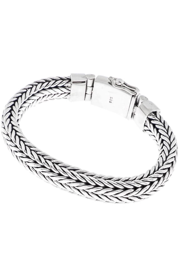 10mm Mens Braided Bali Handmade Chain 925 Sterling Silver Bracelet, 7-9"