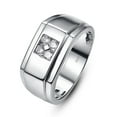 thumbnail image 1 of 10mm Mens Cubic Zirconia Ring 925 Sterling Silver Wedding Engagement Band Round Cut CZ Inlay Size 7-13, 1 of 5