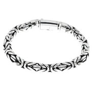 10mm Mens Oval Byzantine Bali Handmade Chain 925 Sterling Silver Bracelet, 7-9"