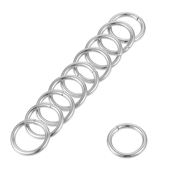 10mm Metal O Rings Non-Welded for Straps Bags Belts DIY Silver Tone 20pcs