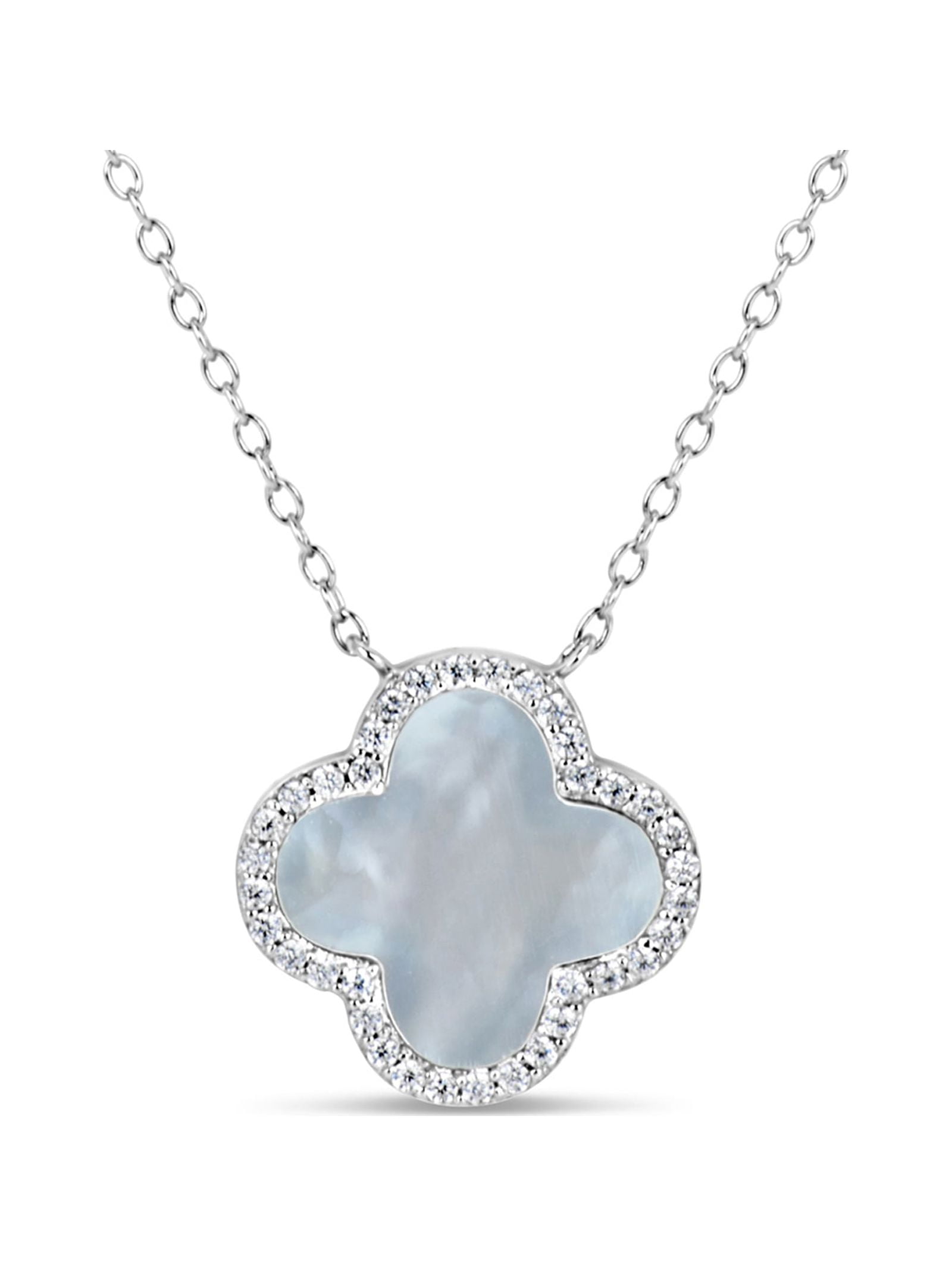 Mother of Pearl four Leaf clover long Necklace