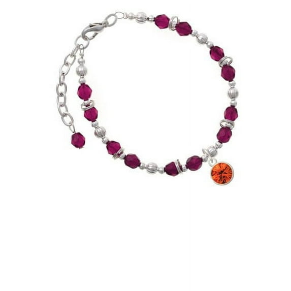 10mm Orange Crystal Drop Magenta Pink Beaded Bracelet