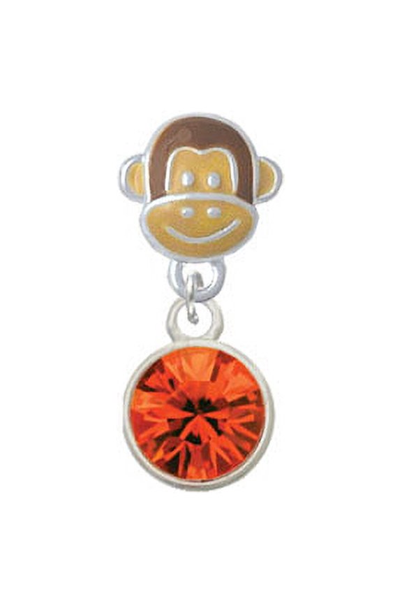 10mm Orange Crystal Drop - Monkey Face Charm Bead