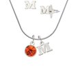 thumbnail image 1 of 10mm Orange Oktant Crystal Drop - M Initial Charm Necklace and Stud Earrings Jewelry Set, 1 of 1