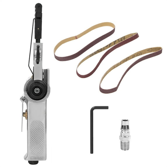 10mm Pneumatic Belt Sander Air Grinding Polishing Machine for Furniture Wood Glass Metal 3/8in