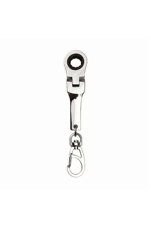 10mm Ratcheting Wrench Key Chains Portable Ratchet Wrench Keychain Key Ring Flex Head Mini Hardware Tool, Silver