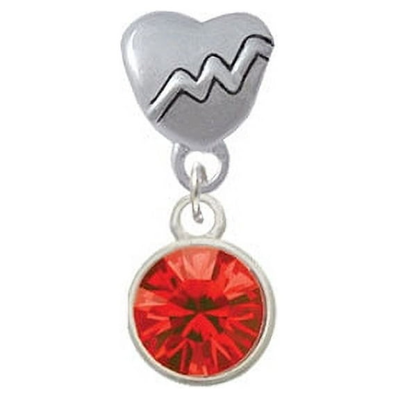 10mm Red Crystal Drop - Heartbeat Charm Bead