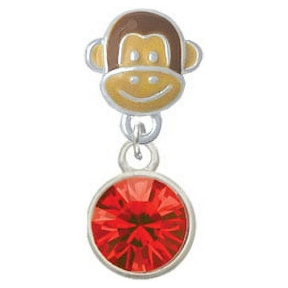 10mm Red Crystal Drop - Monkey Face Charm Bead