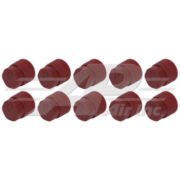 10mm Red Hi Side R134a Service Cap, High Flow Charge Fittings - 10 Pack
